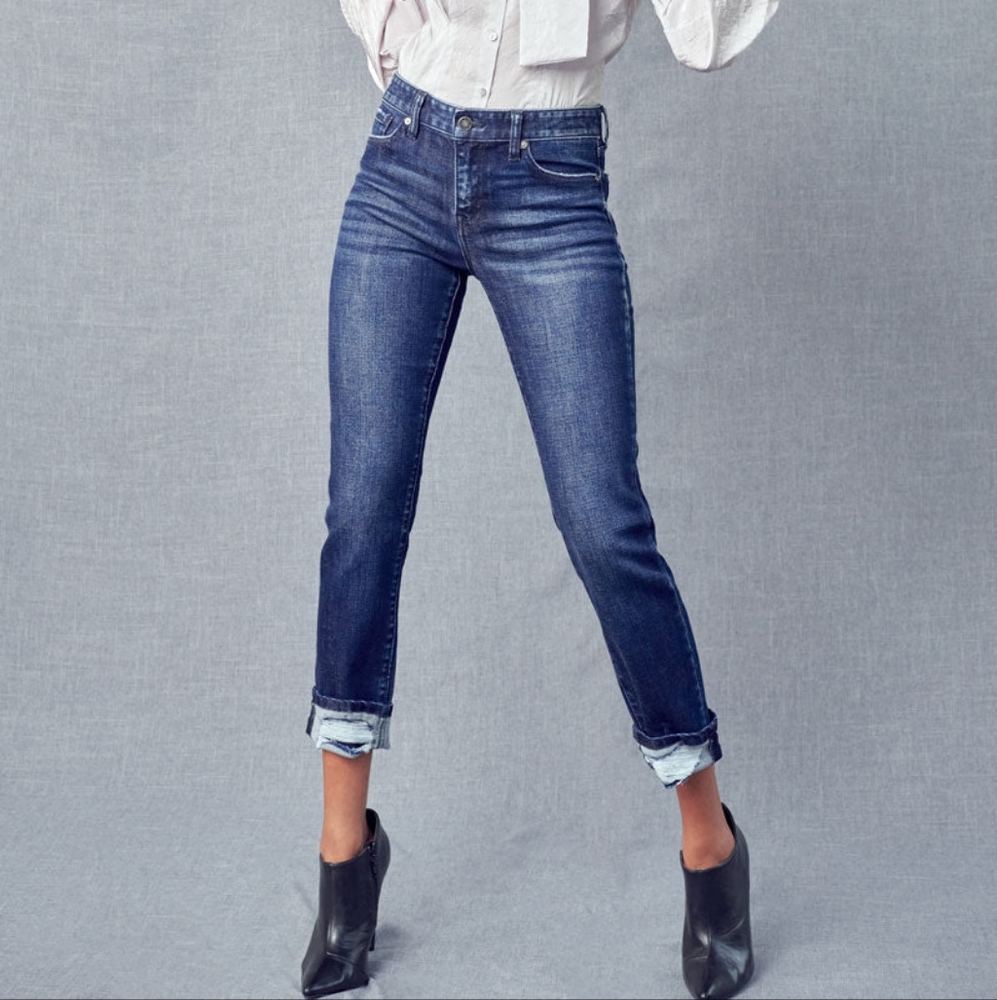 KANCAN CANE MID RISE SLIM STRAIGHT LEG JEANS